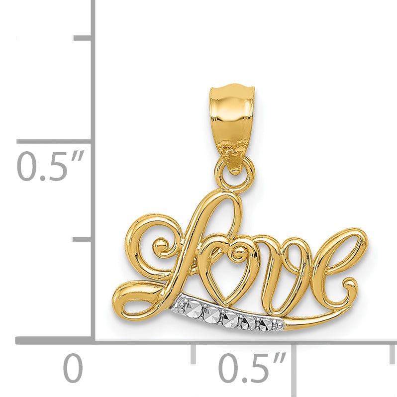 Lovely Rita's Charms & Pendants 14k Yellow Gold Rhodium D.C Finish LOVE Pendant