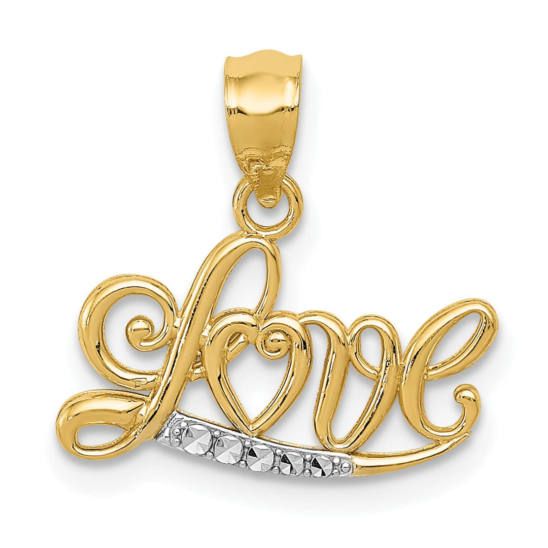 Lovely Rita's Charms & Pendants 14k Yellow Gold Rhodium D.C Finish LOVE Pendant