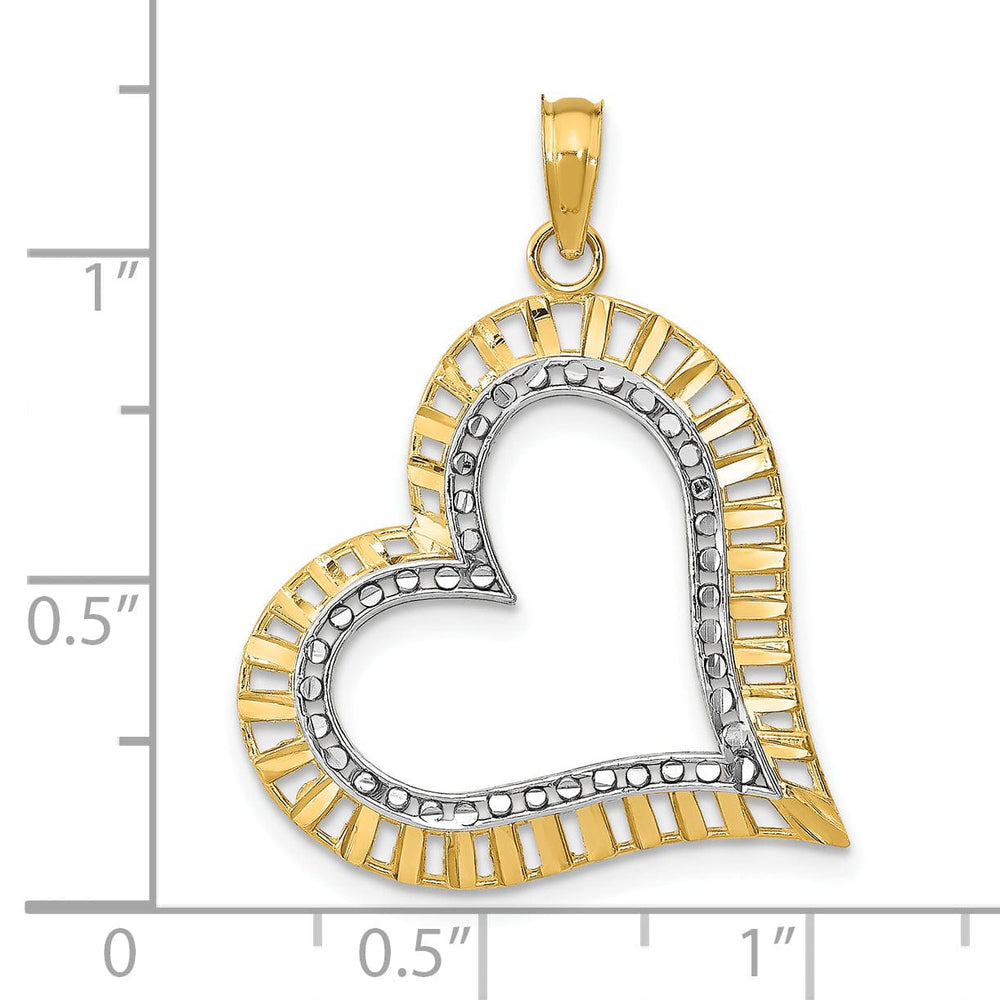 Lovely Rita's Charms & Pendants 14k Yellow Gold Rhodium D.C Large Tilted Heart Pendant