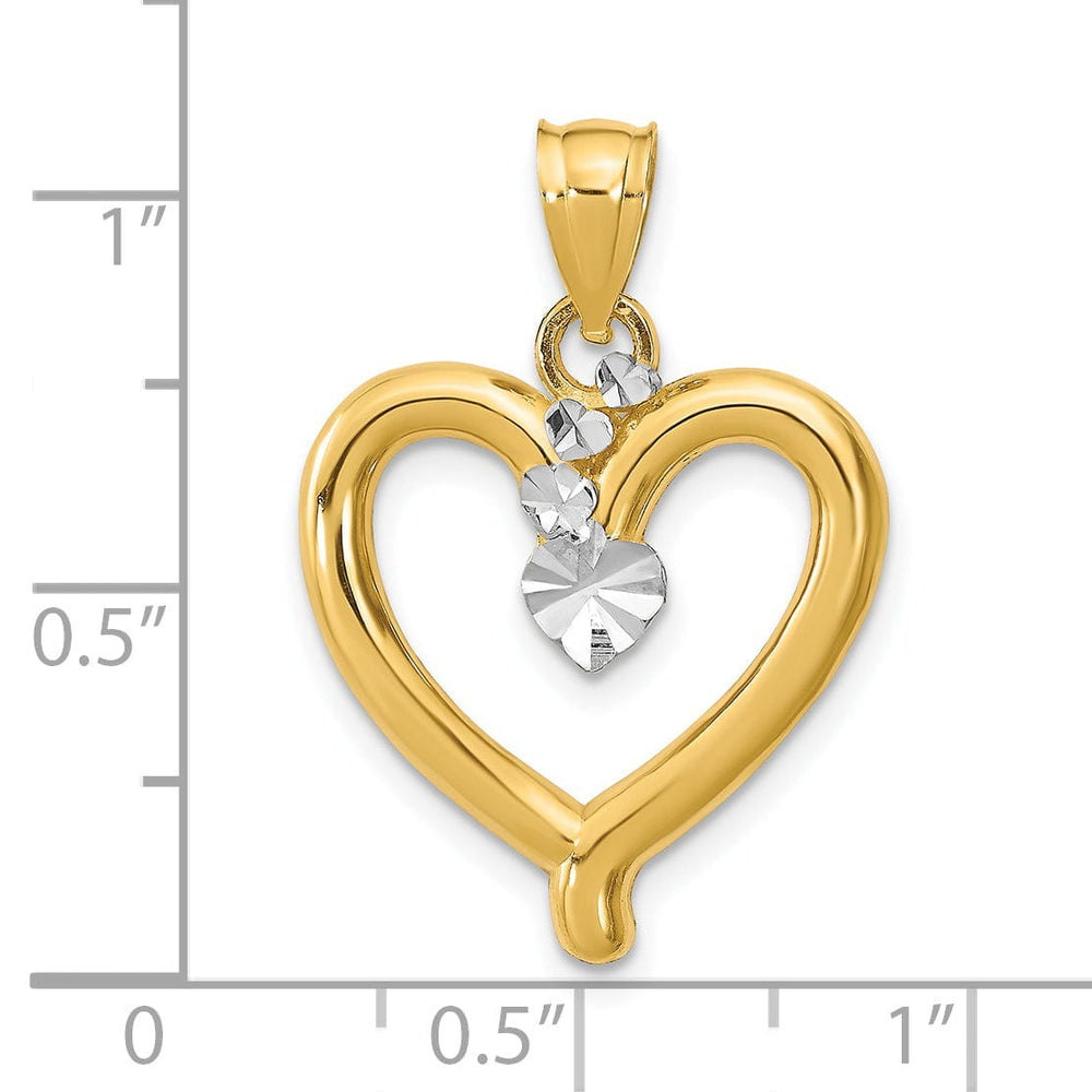 Lovely Rita's Charms & Pendants 14k Yellow Gold Rhodium Diamond-cut Heart Pendant