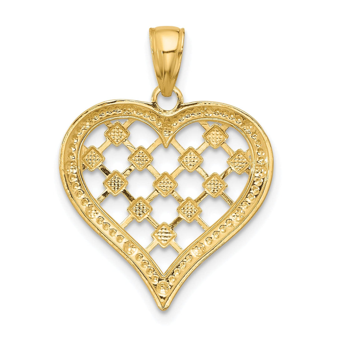 Lovely Rita's Charms & Pendants 14k Yellow Gold White Rhodium Edge D.C Heart Pendant