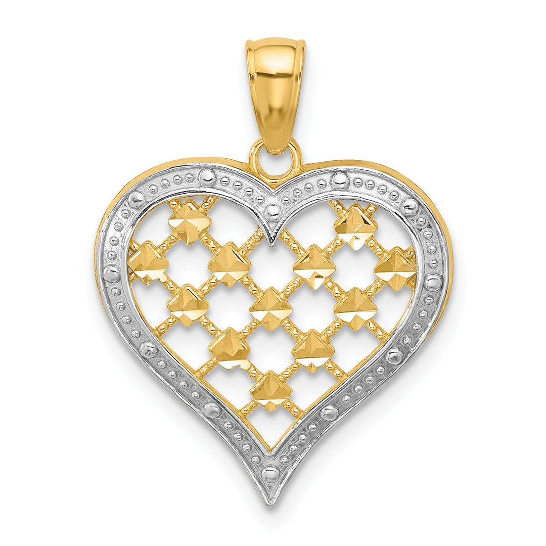Lovely Rita's Charms & Pendants 14k Yellow Gold White Rhodium Edge D.C Heart Pendant