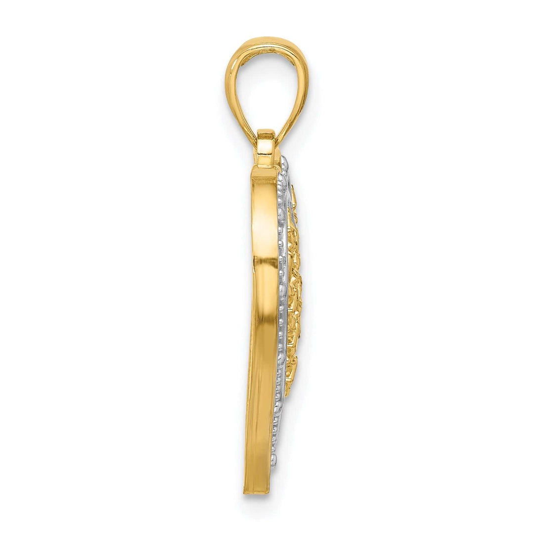 Lovely Rita's Charms & Pendants 14k Yellow Gold White Rhodium Edge D.C Heart Pendant