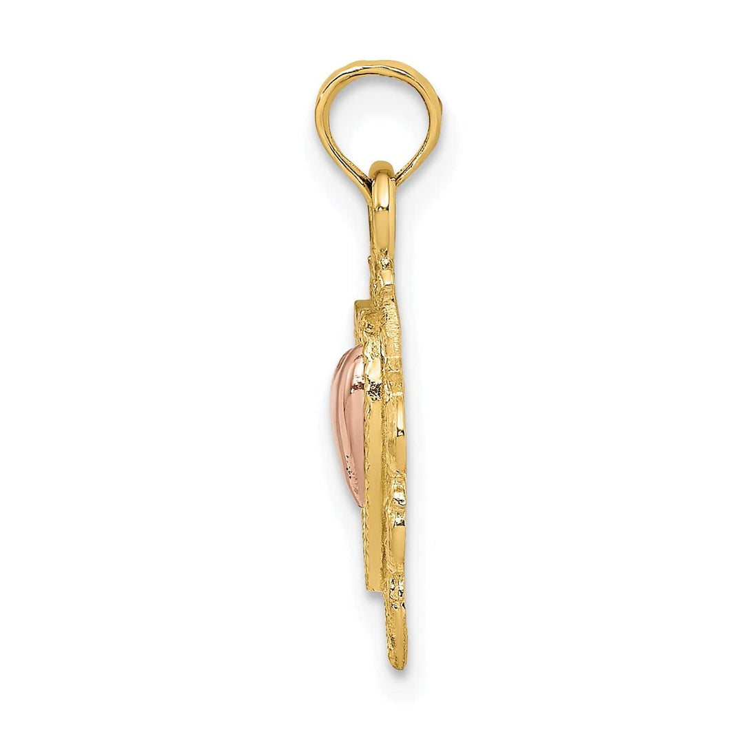Lovely Rita's Charms & Pendants 14k Yellow Rose Gold Rhodium Textured Hearts Pendant