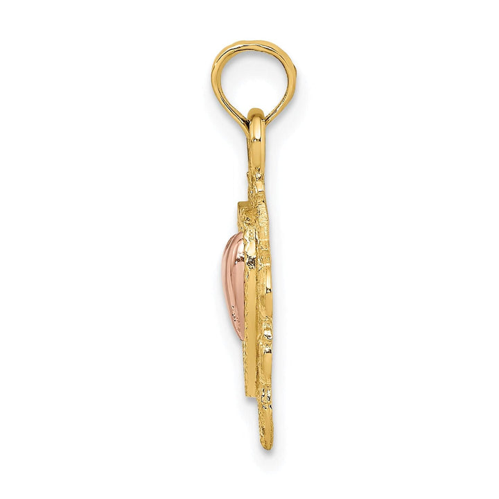 Lovely Rita's Charms & Pendants 14k Yellow Rose Gold Rhodium Textured Hearts Pendant