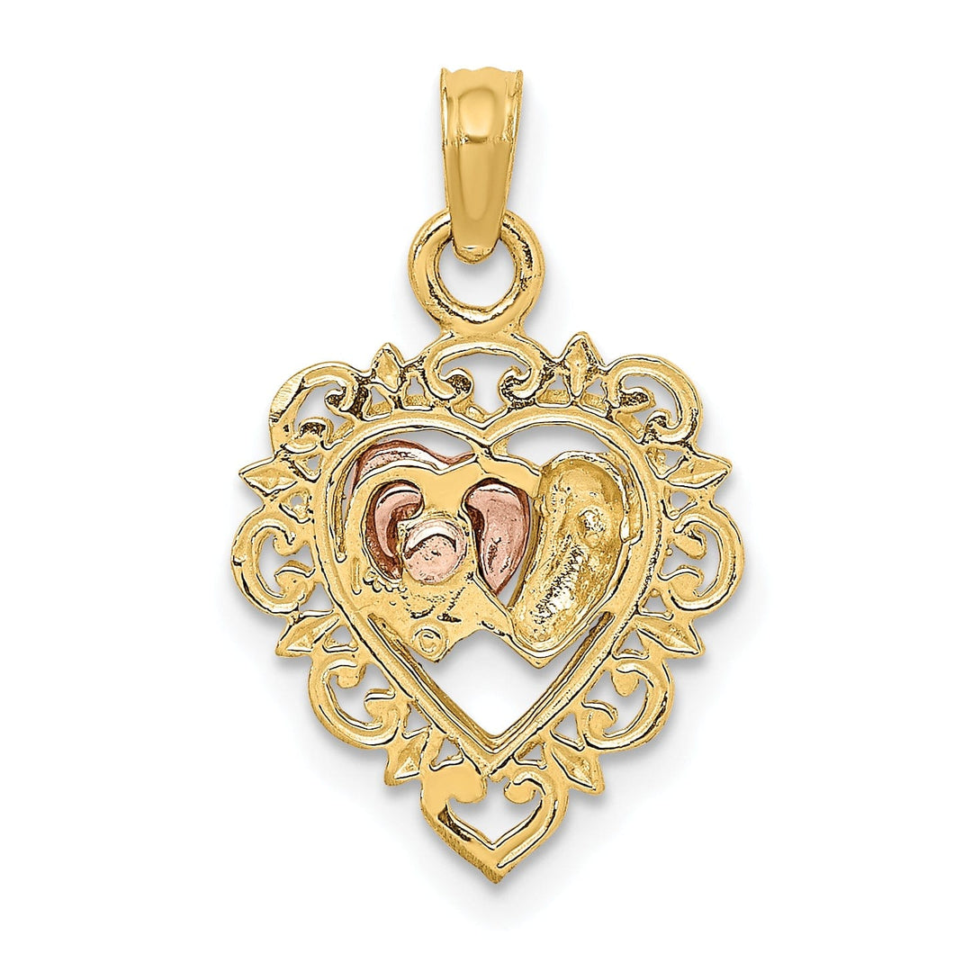 Lovely Rita's Charms & Pendants 14k Yellow Rose Gold Rhodium Textured Hearts Pendant
