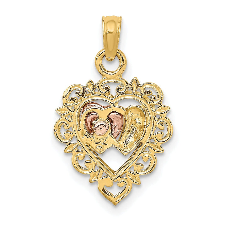 Lovely Rita's Charms & Pendants 14k Yellow Rose Gold Rhodium Textured Hearts Pendant