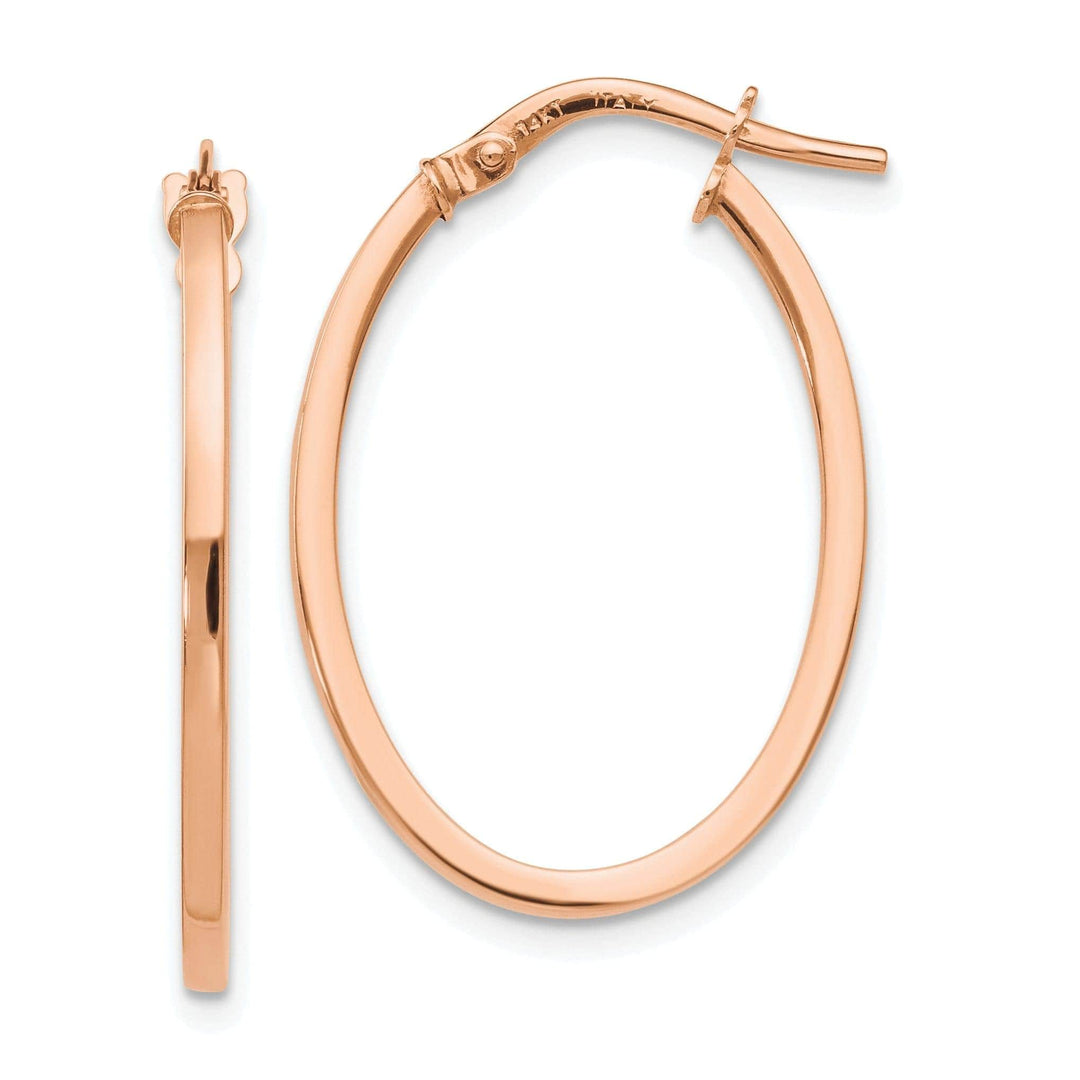 Lovely Rita's Earrings 10K Rose Gold Polished Finish Oval Hoop Earrings