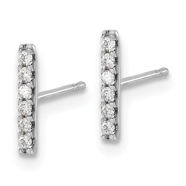 Lovely Rita's Earrings 14k White Gold 1/10 CT Diamond Bar Design Earrings