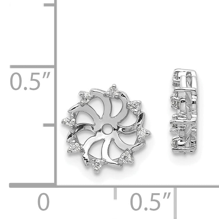 Lovely Rita's Earrings 14k White Gold 1/15 CT I1 Diamond Swirl Design Earring Jackets