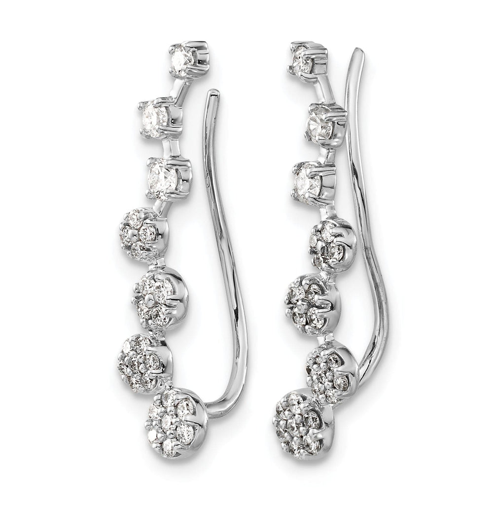 Lovely Rita's Earrings 14k White Gold 1/2 CT Diamonds Graduated Ear Climber Earrings
