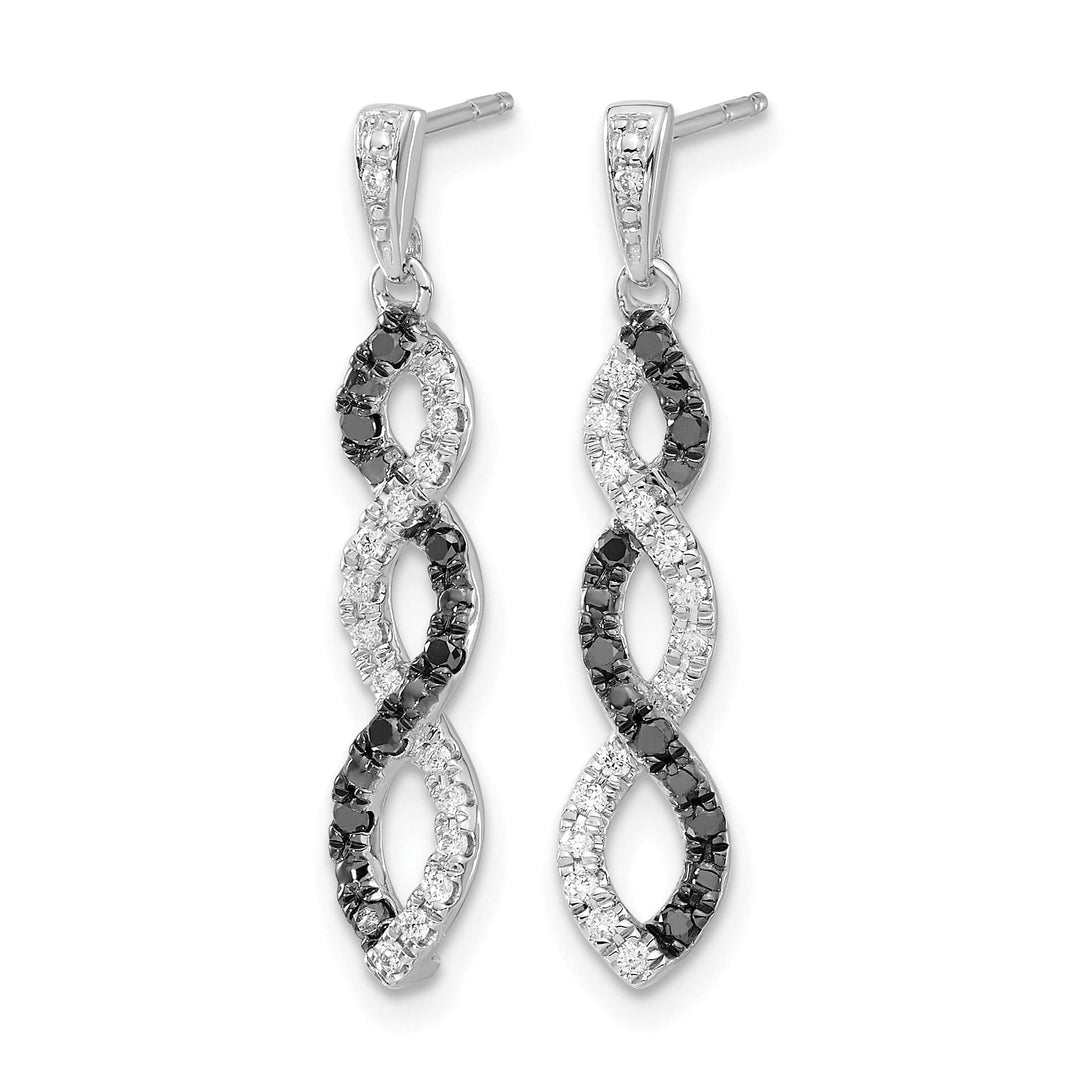 Lovely Rita's Earrings 14k White Gold 1/3 CT Black White Diamond Twisted Dangle Post Earrings