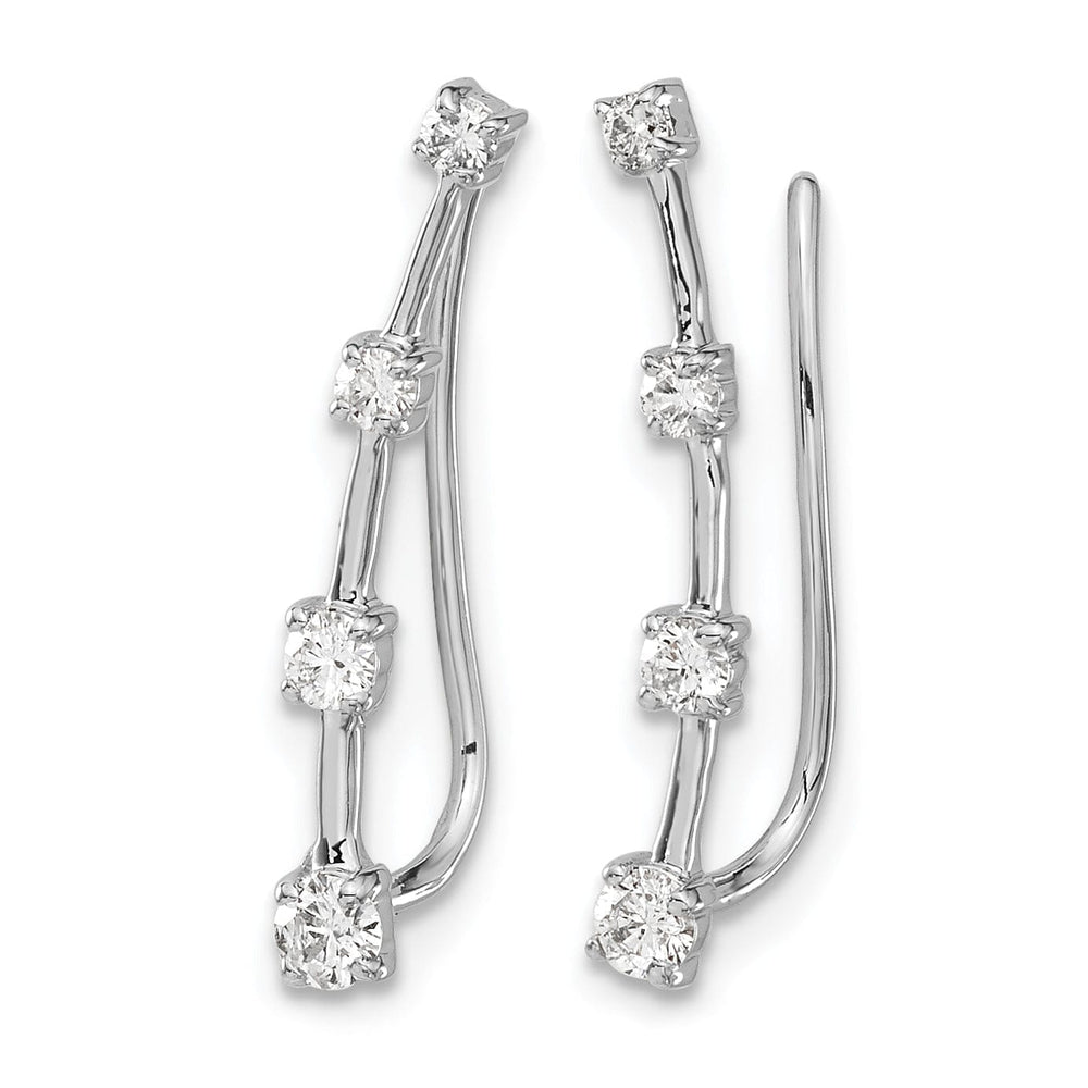 Lovely Rita's Earrings 14k White Gold 1/3 CT Diamond Graduated 4-stone Ear Climber Earrings
