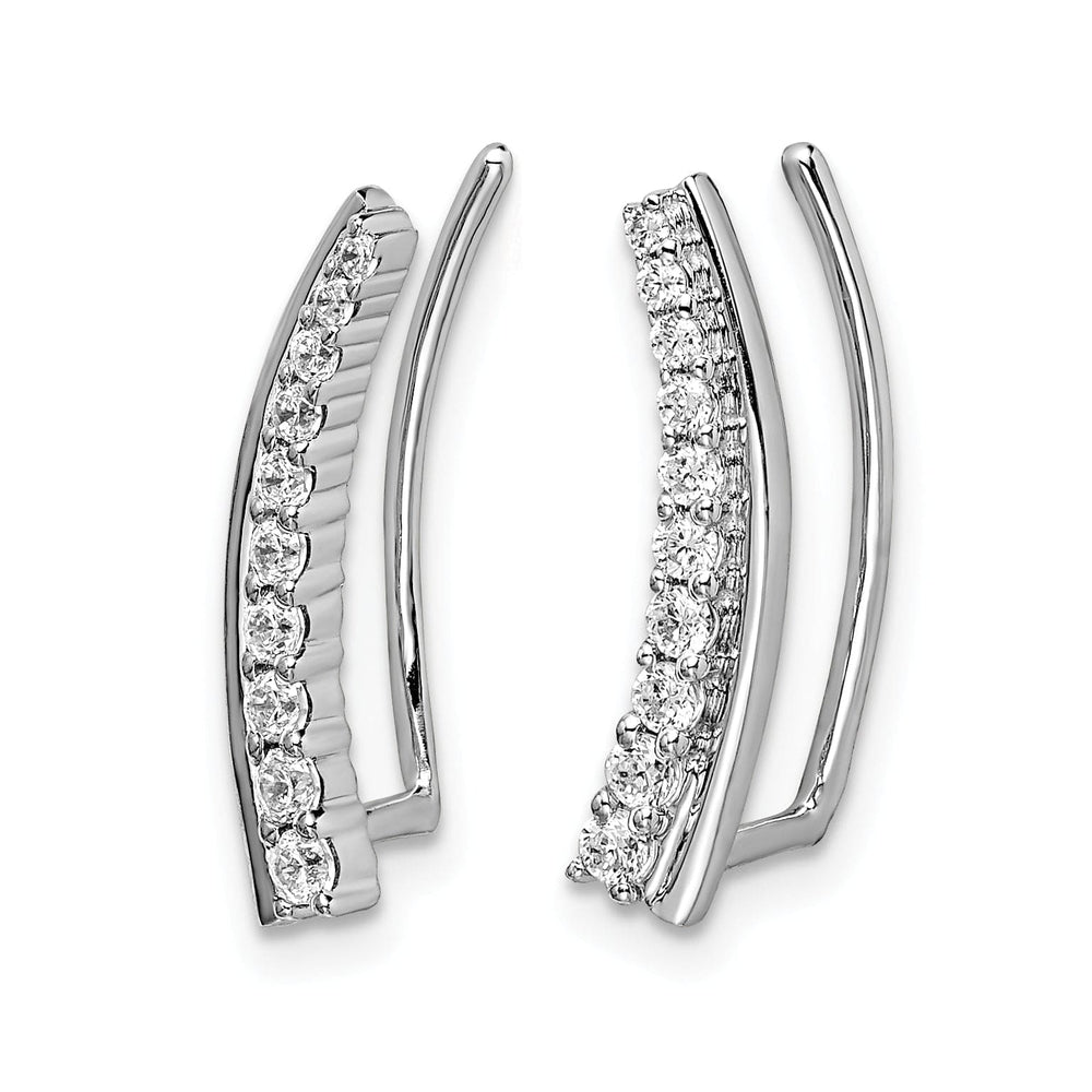 Lovely Rita's Earrings 14k White Gold 1/3 CT Diamond Graduated Ear Climber Earrings