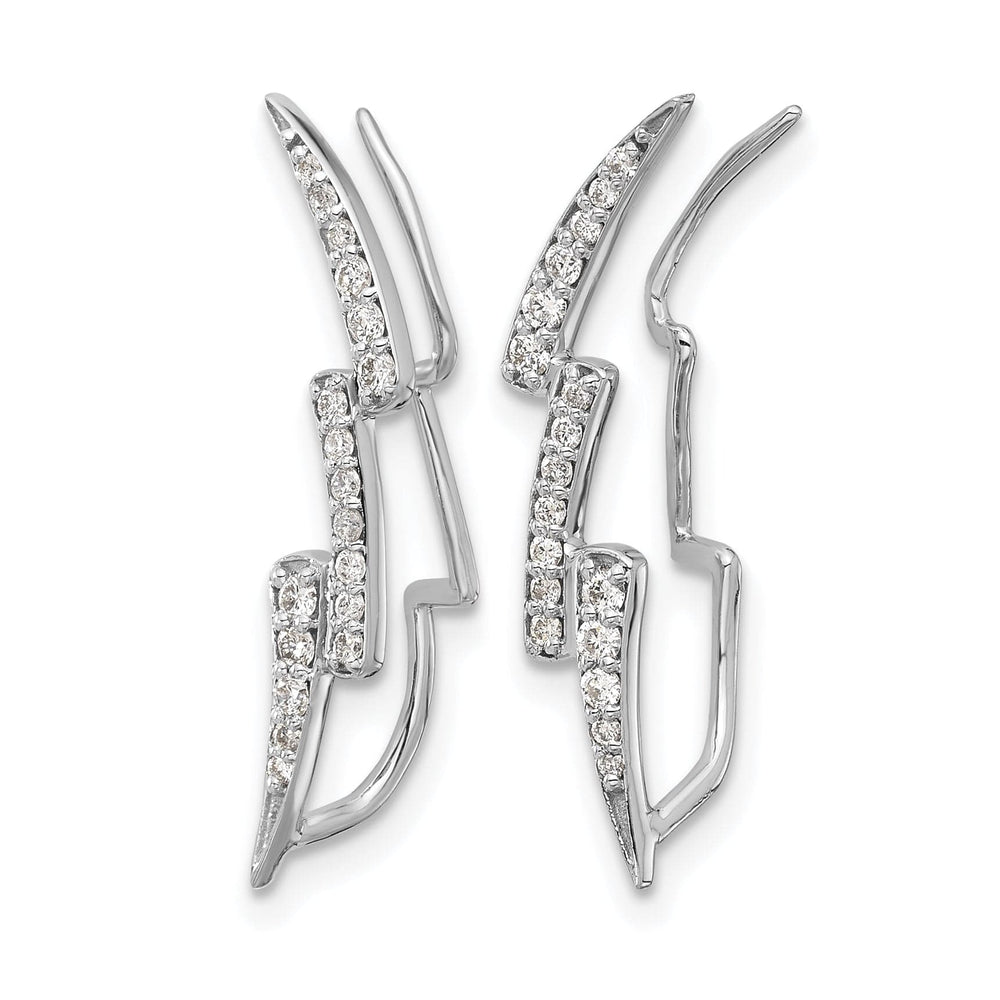 Lovely Rita's Earrings 14k White Gold 1/3 CT Diamond Lightning Design Ear Climber Earrings