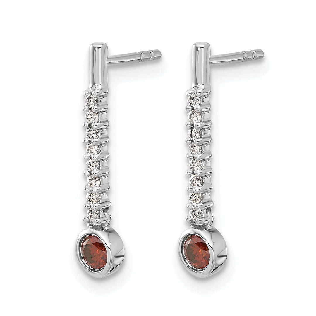 Lovely Rita's Earrings 14k White Gold 1/3 CT Red/White Diamond Drop Dangle Post Earrings