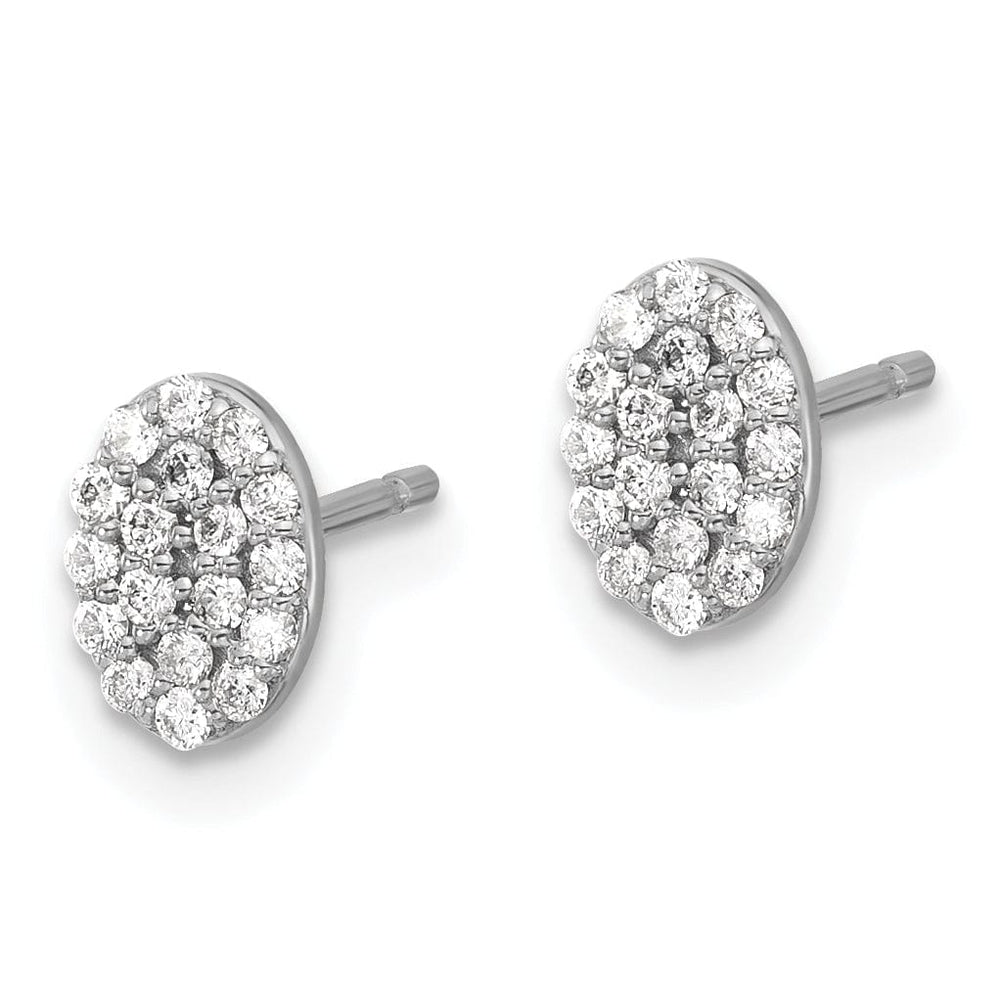 Lovely Rita's Earrings 14k White Gold 1/4 CT Diamond Cluster Oval Shape Earrings