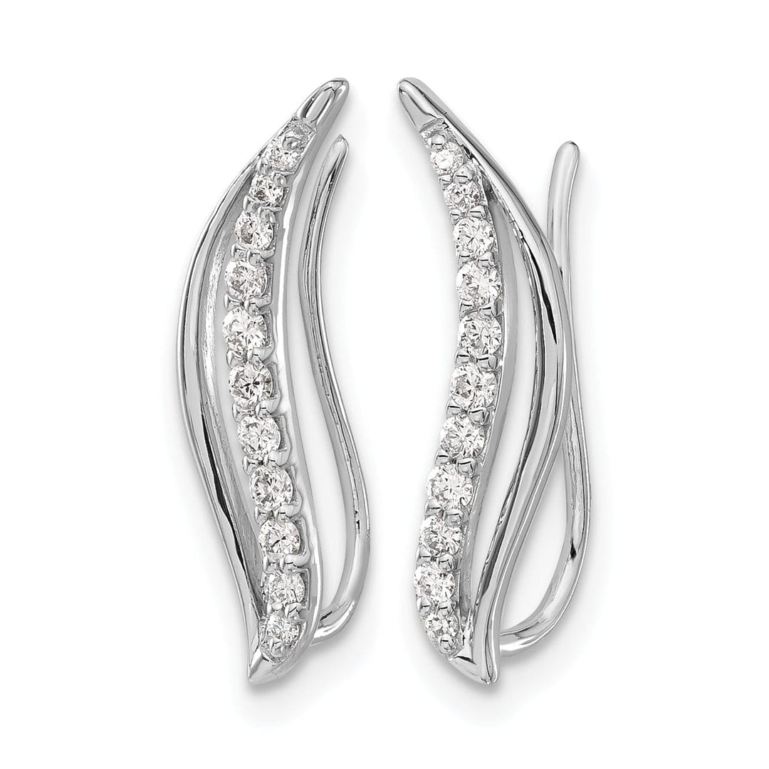 Lovely Rita's Earrings 14k White Gold 1/4 CT Diamond Wave Ear Climber Earrings