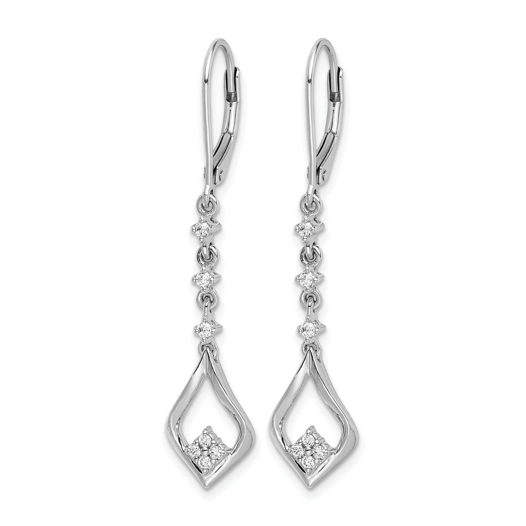 Lovely Rita's Earrings 14k White Gold 1/5 CT Diamond Long Dangle Leverback Earrings