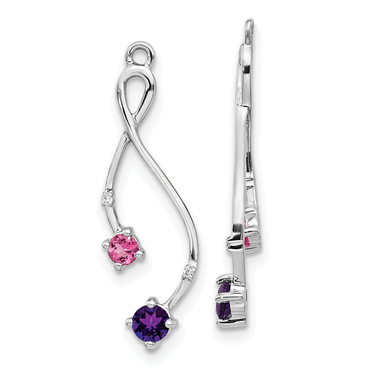Lovely Rita's Earrings 14k White Gold Diamond/Amethyst/Pink Tourmaline Dangle Earring Jackets