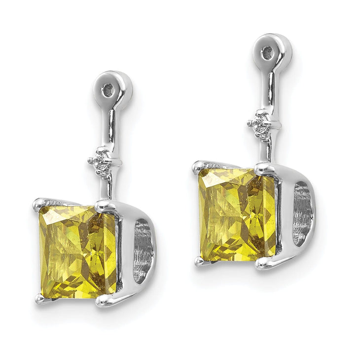Lovely Rita's Earrings 14k White Gold Diamond and 5mm Square Stone Peridot Earring Jacket