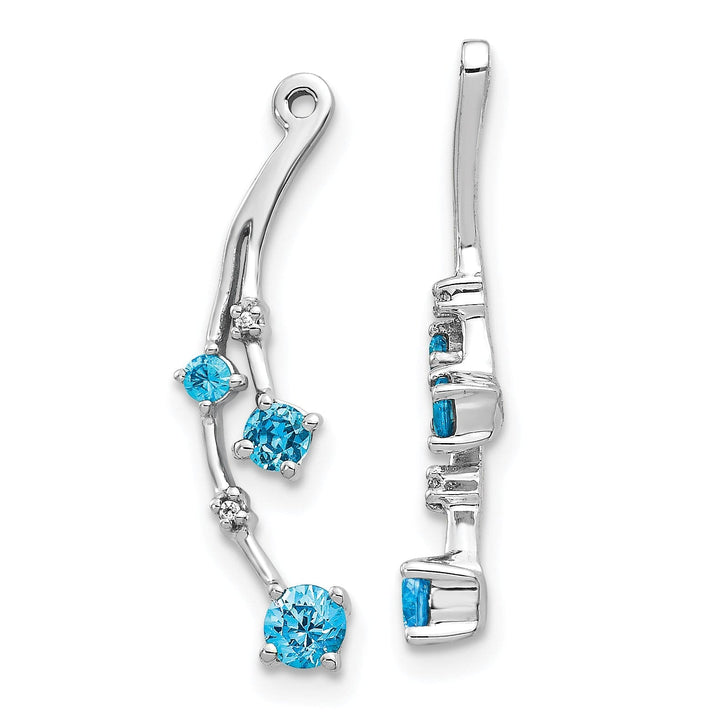 Lovely Rita's Earrings 14k White Gold Diamond and Blue Topaz Dangle Earring Jackets