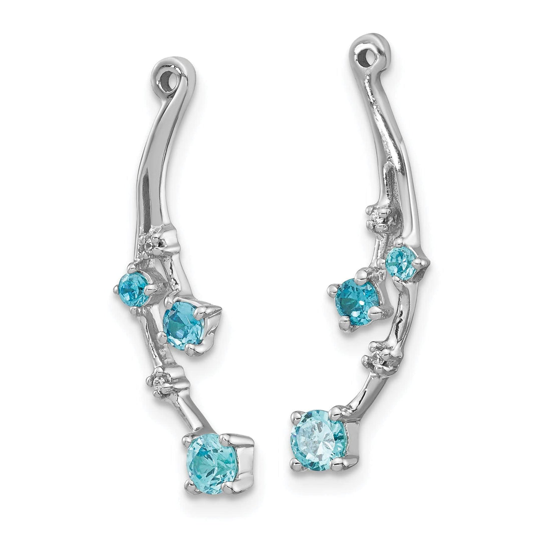 Lovely Rita's Earrings 14k White Gold Diamond and Blue Topaz Dangle Earring Jackets