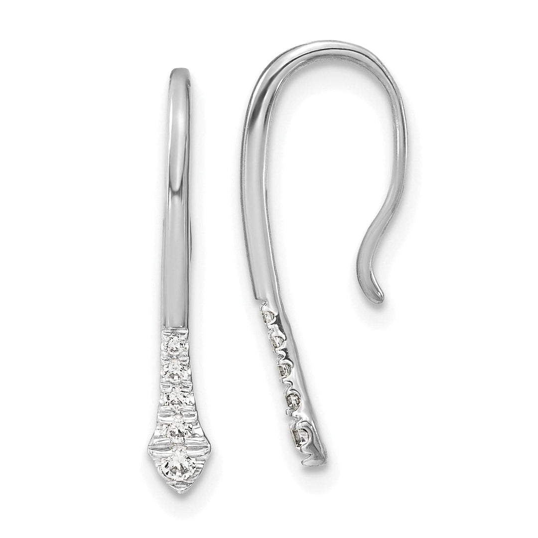 Lovely Rita's Earrings 14k White Gold Polished 1/8 CT Diamond Drop Wire Earrings
