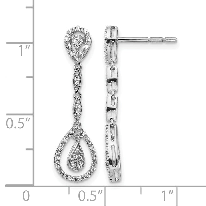 Lovely Rita's Earrings 14k White Gold Teardrop 1/4 CT Diamond Dangle Post Earrings