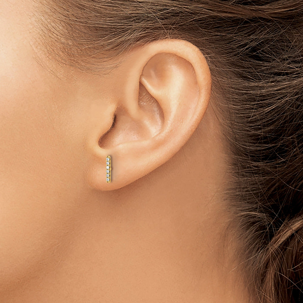 Lovely Rita's Earrings 14k Yellow Gold 1/10 CT 6-Stone Diamond Bar Post Earrings