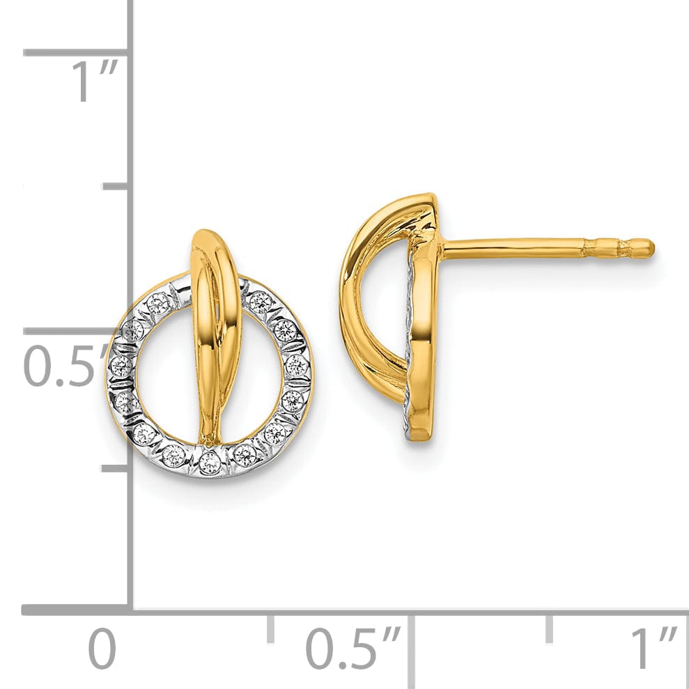 Lovely Rita's Earrings 14K Yellow Gold 1/10 CT Diamond Open Circle Drop Post Earrings