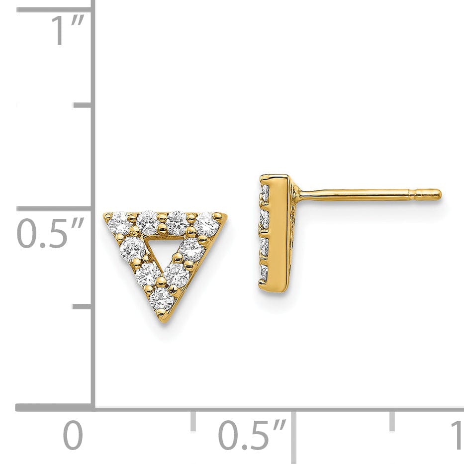 Lovely Rita's Earrings 14k Yellow Gold 1/3 CT Diamond Open Design Triangle Post Earrings