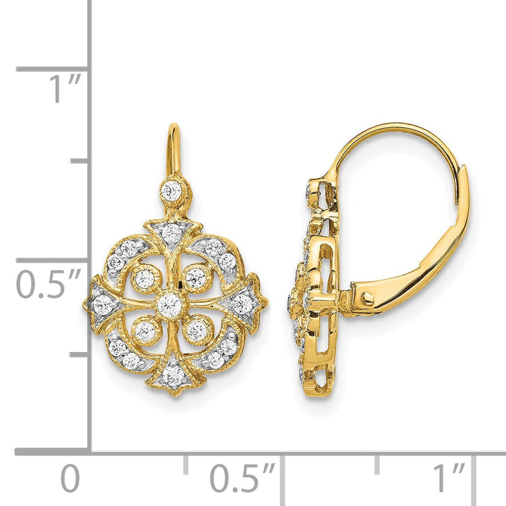 Lovely Rita's Earrings 14k Yellow Gold 1/3 CT Diamond Vintage-style Leverback Earrings