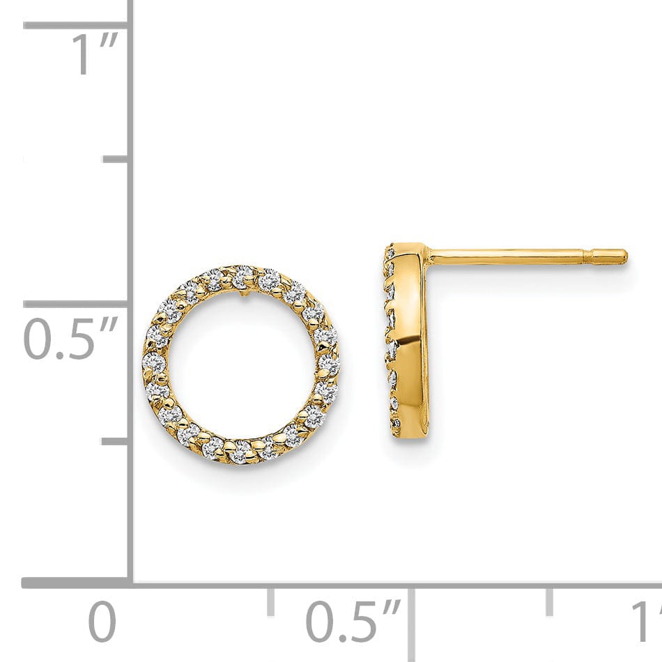 Lovely Rita's Earrings 14k Yellow Gold 1/6 CT Diamond Open Circle Design Post Earrings
