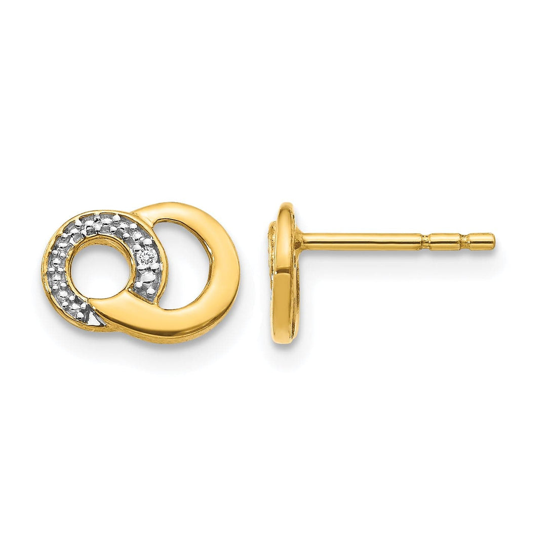 Lovely Rita's Earrings 14k Yellow Gold White Rhodium Diamond Circles Post Earrings