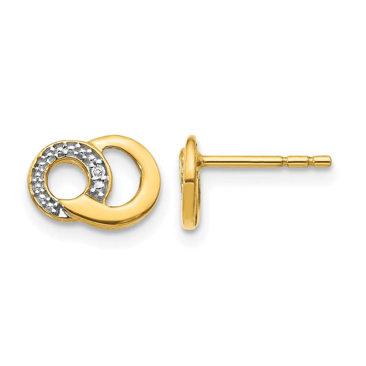 Lovely Rita's Earrings 14k Yellow Gold White Rhodium Diamond Circles Post Earrings