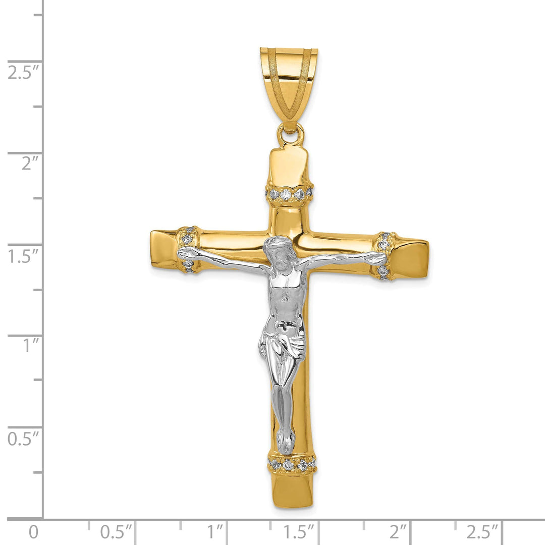 Lovely Rita's Pendants & Charms 14K Two-Tone Gold Classic CZ Iona Crucifix Pendant