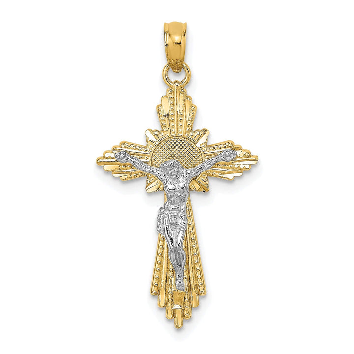 Lovely Rita's Pendants & Charms 14K Two-Tone Gold Classic Diamond-Cut Iona Crucifix Cross