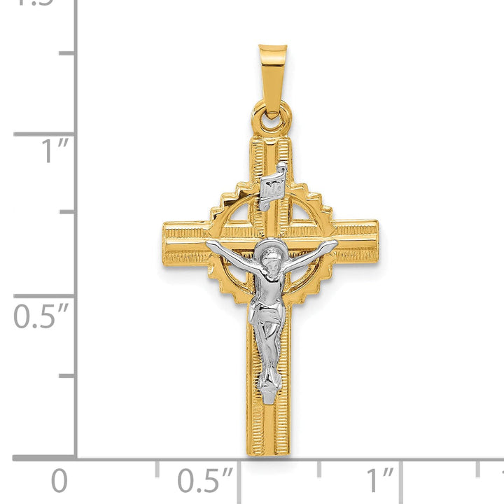 Lovely Rita's Pendants & Charms 14K Two-Tone Gold Classic INRI Iona Crucifix Cross Pendant