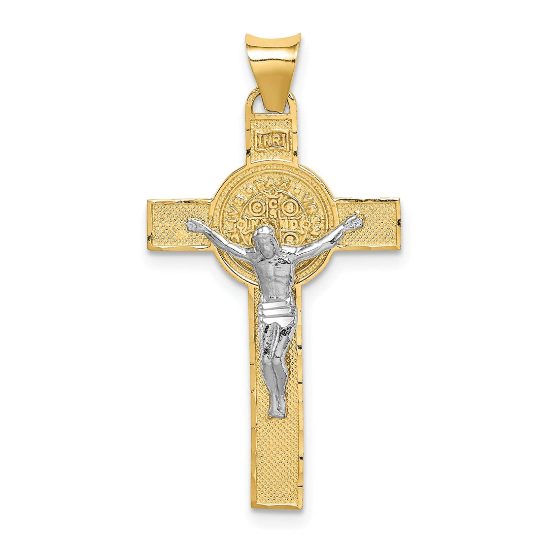 Lovely Rita's Pendants & Charms 14K Two-Tone Gold Elegant Iona St. Benedict Reversible Crucifix