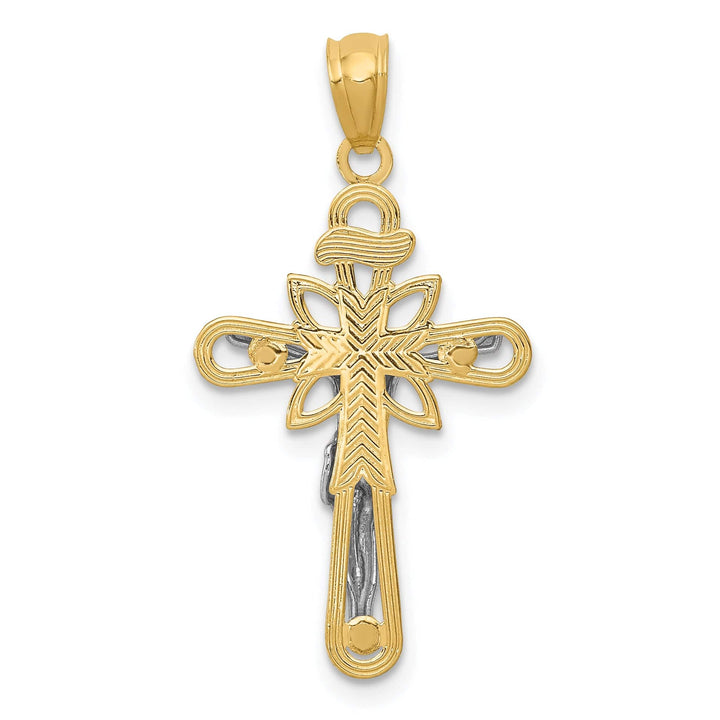 Lovely Rita's Pendants & Charms 14K Two-Tone Gold Elegant Small Iona Crucifix Cross Pendant