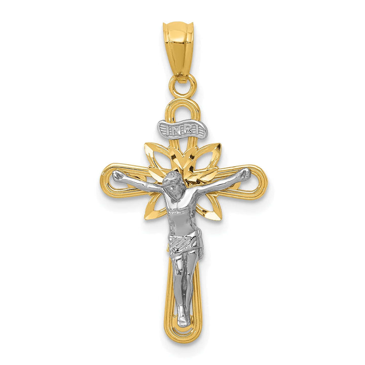 Lovely Rita's Pendants & Charms 14K Two-Tone Gold Elegant Small Iona Crucifix Cross Pendant