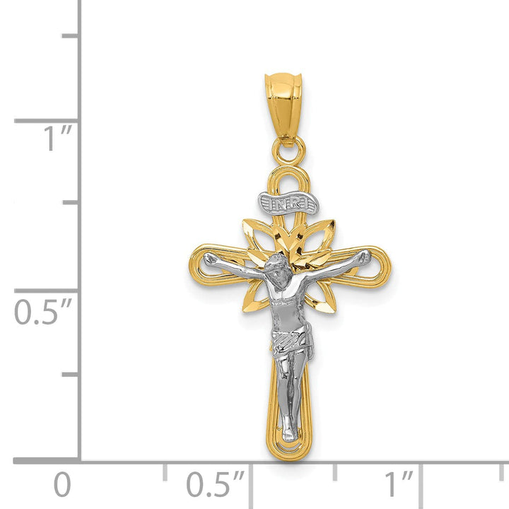 Lovely Rita's Pendants & Charms 14K Two-Tone Gold Elegant Small Iona Crucifix Cross Pendant