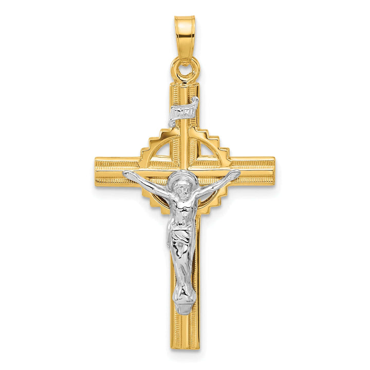 Lovely Rita's Pendants & Charms 14K Two-Tone Gold Timeless Textured INRI Iona Crucifix Pendant
