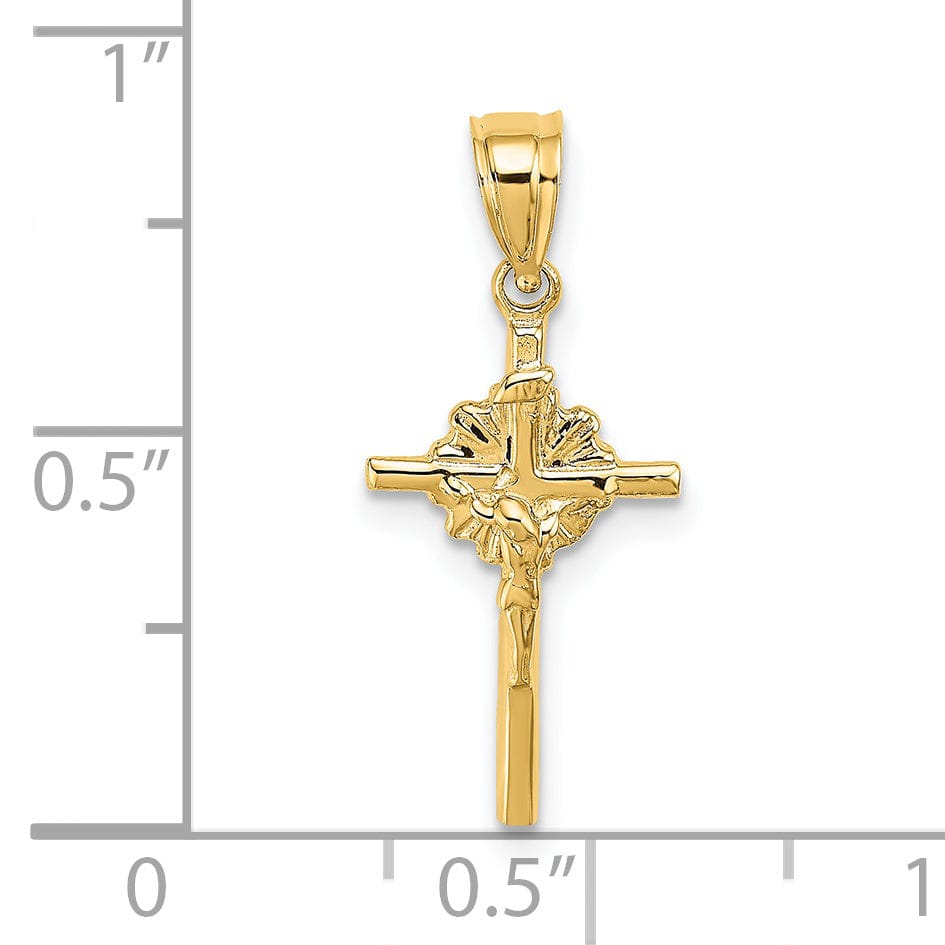 Lovely Rita's Pendants & Charms 14K Yellow Gold Elegant Starburst Iona Crucifix Cross Pendant
