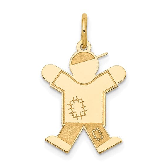 Lovely Rita's Pendants & Charms Laser Style Engraving - $20 14k Yellow Gold Patchwork Boy Joy Charm