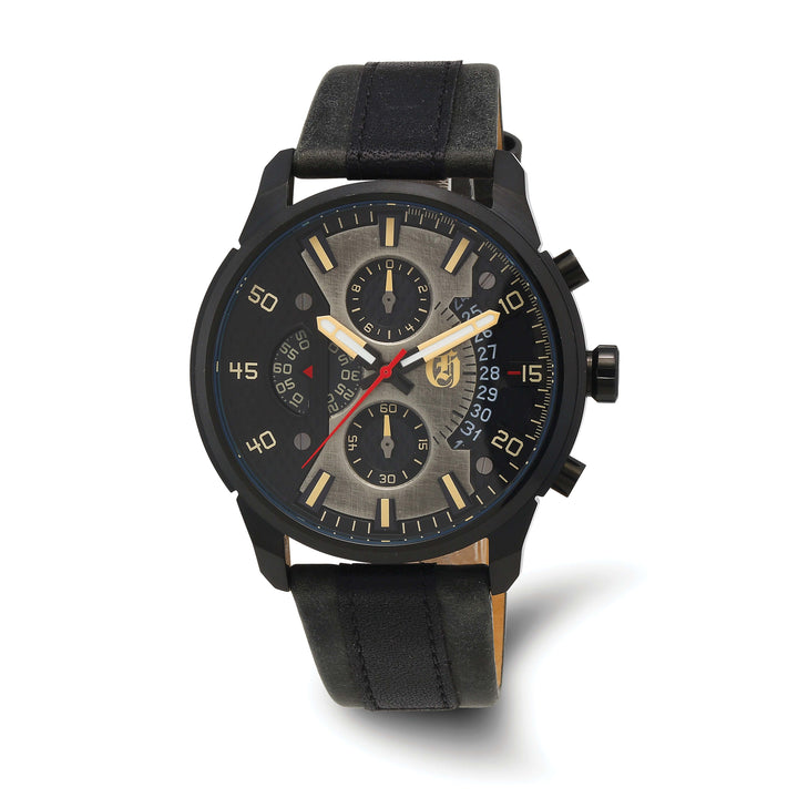 Lovely Rita's Watch Charles Hubert Bold Black SS Chronograph Black Dial Polished Watch