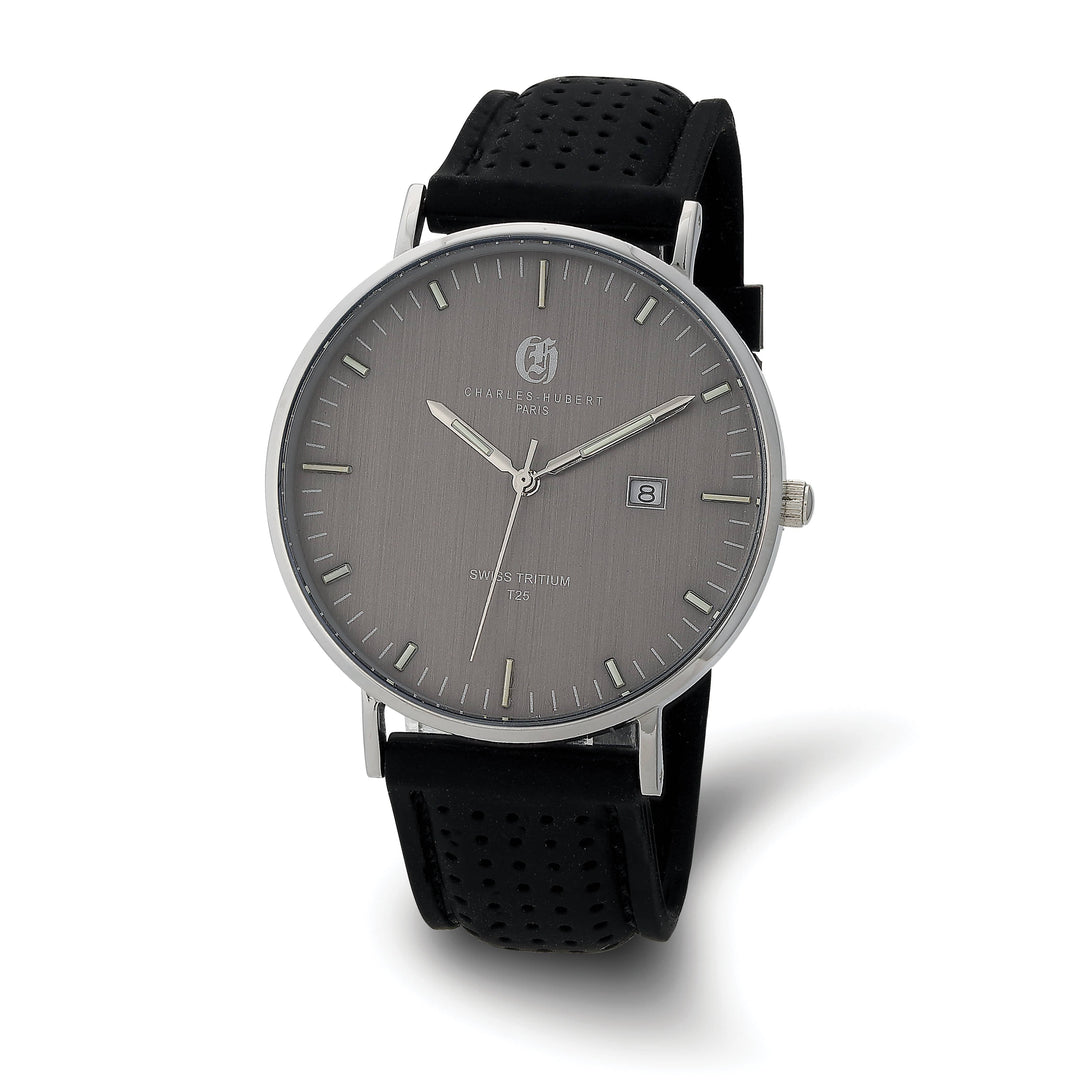 Lovely Rita's Watch Charles Hubert Bold SS Bands Tritium Grey Dial Polished Watch