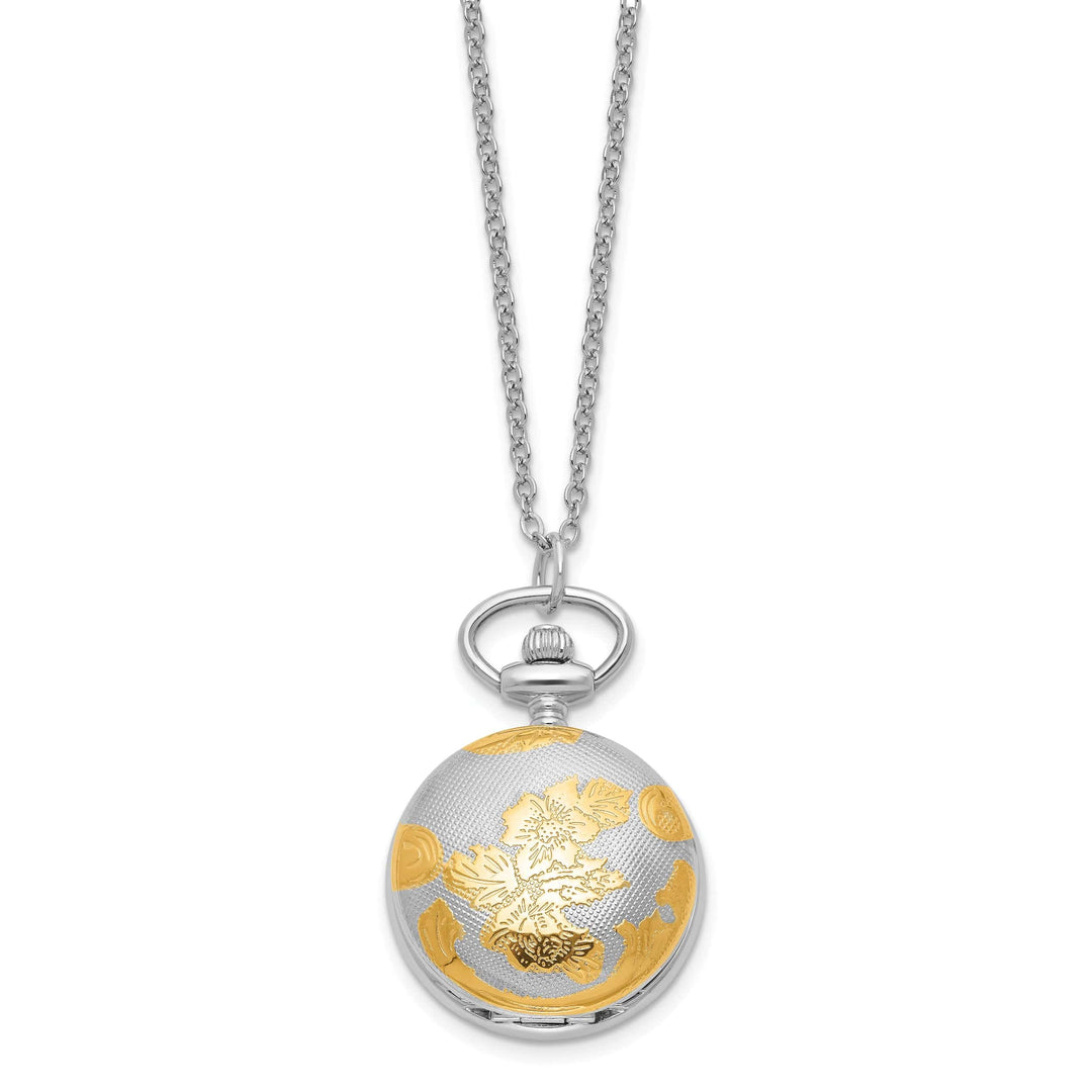 Lovely Rita's Watch Charles Hubert Bold Two-tone Floral Design Pendant Brass Band Watch