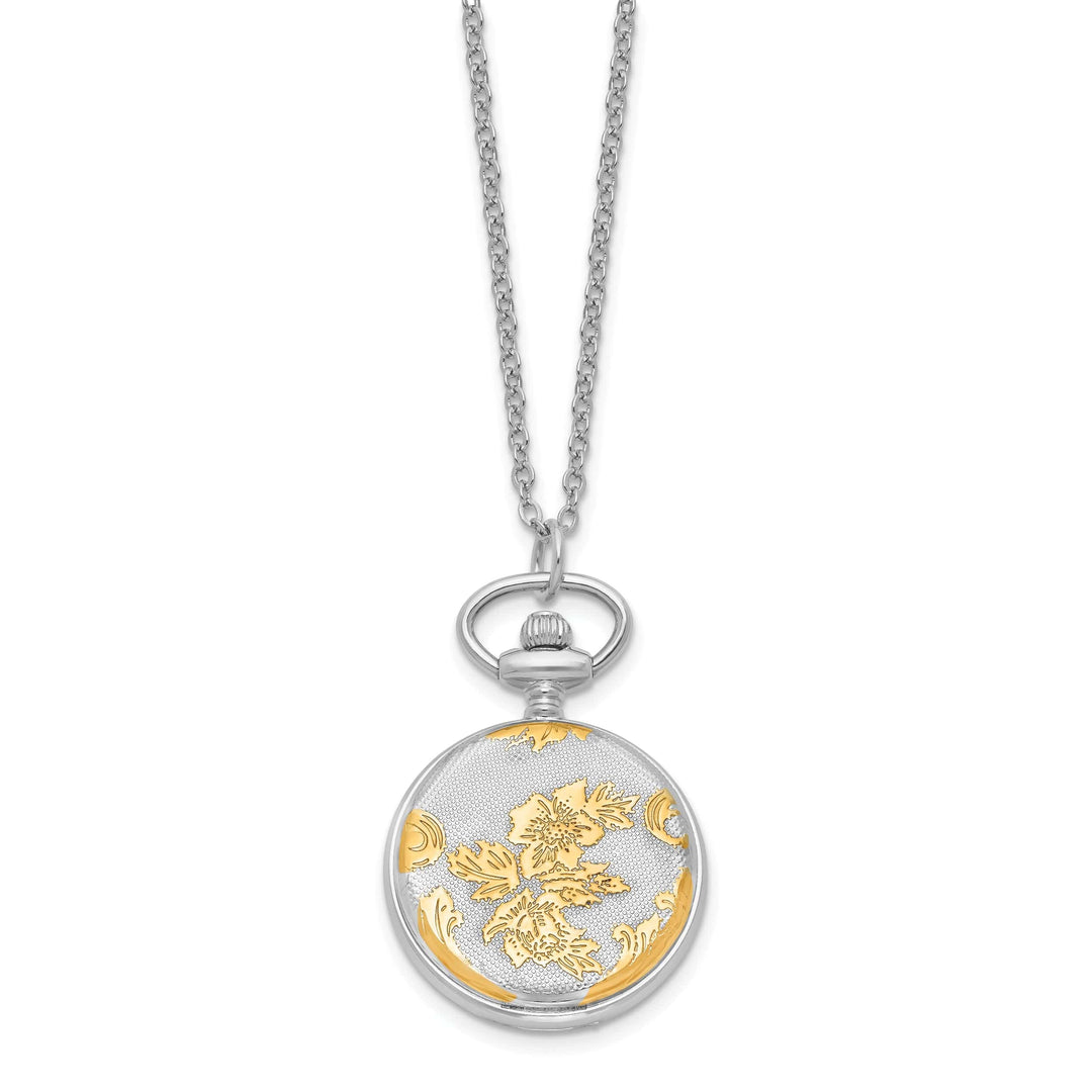 Lovely Rita's Watch Charles Hubert Bold Two-tone Floral Design Pendant Brass Band Watch